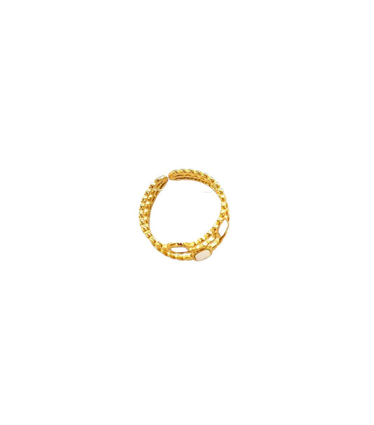 Anillo acero inoxidable para mujer con forma abierto triple cuadrado