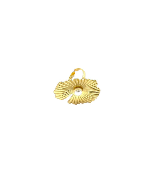 Anillo acero inoxidable para mujer con forma de Flor con perla