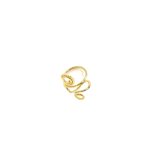 Anillo acero inoxidable para mujer con forma de doble remolino inverso